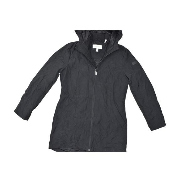 NEW Calvin Klein Black Jacket S Full Zip Solid Hooded Polyester Softshell - Picture 1 of 6